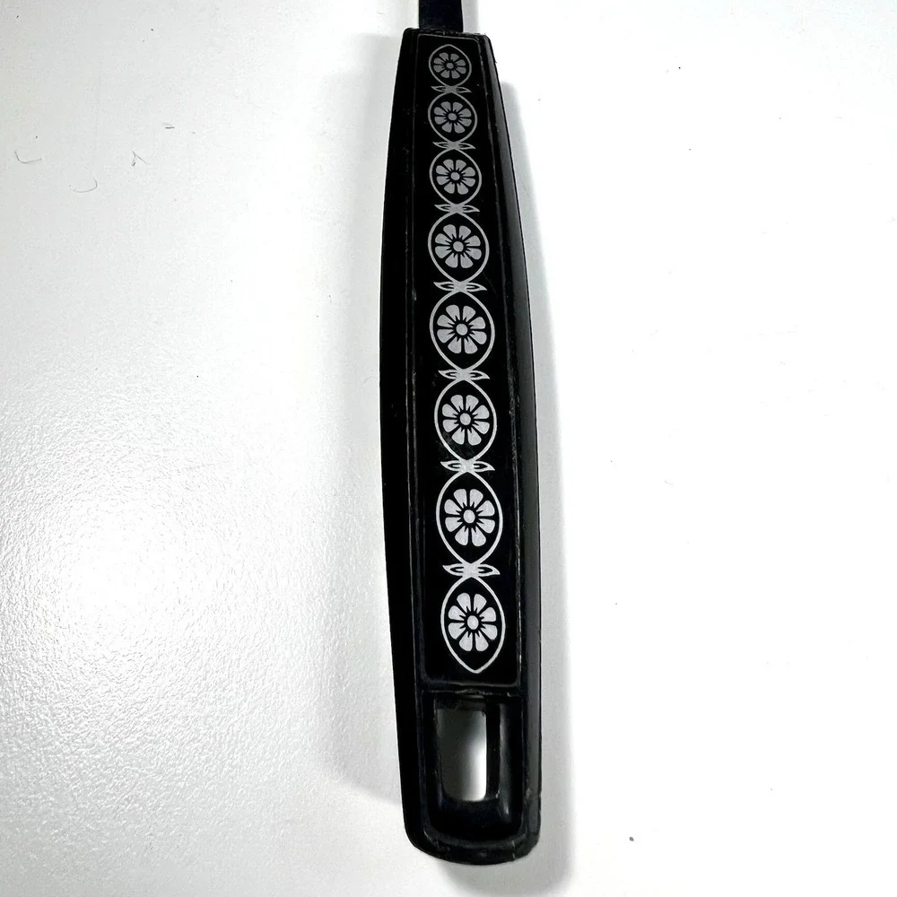 Vintage EKCO Stainless Steel Meat Carving Fork Black Floral Handle MCM‎ 12